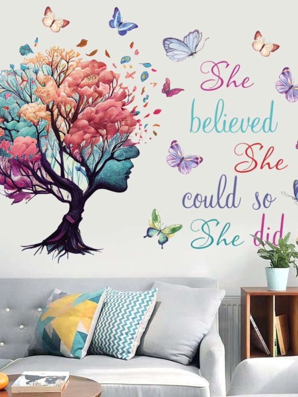 Inspirational Quotes Wall Art - 'She Believed She Could So She Did' Tree & Butte